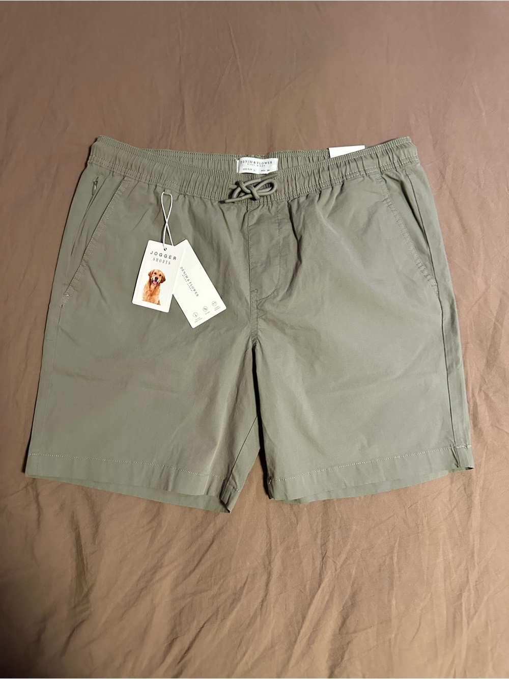 NWT Denim & Flower Men's Jogger Shorts Olive Green size34